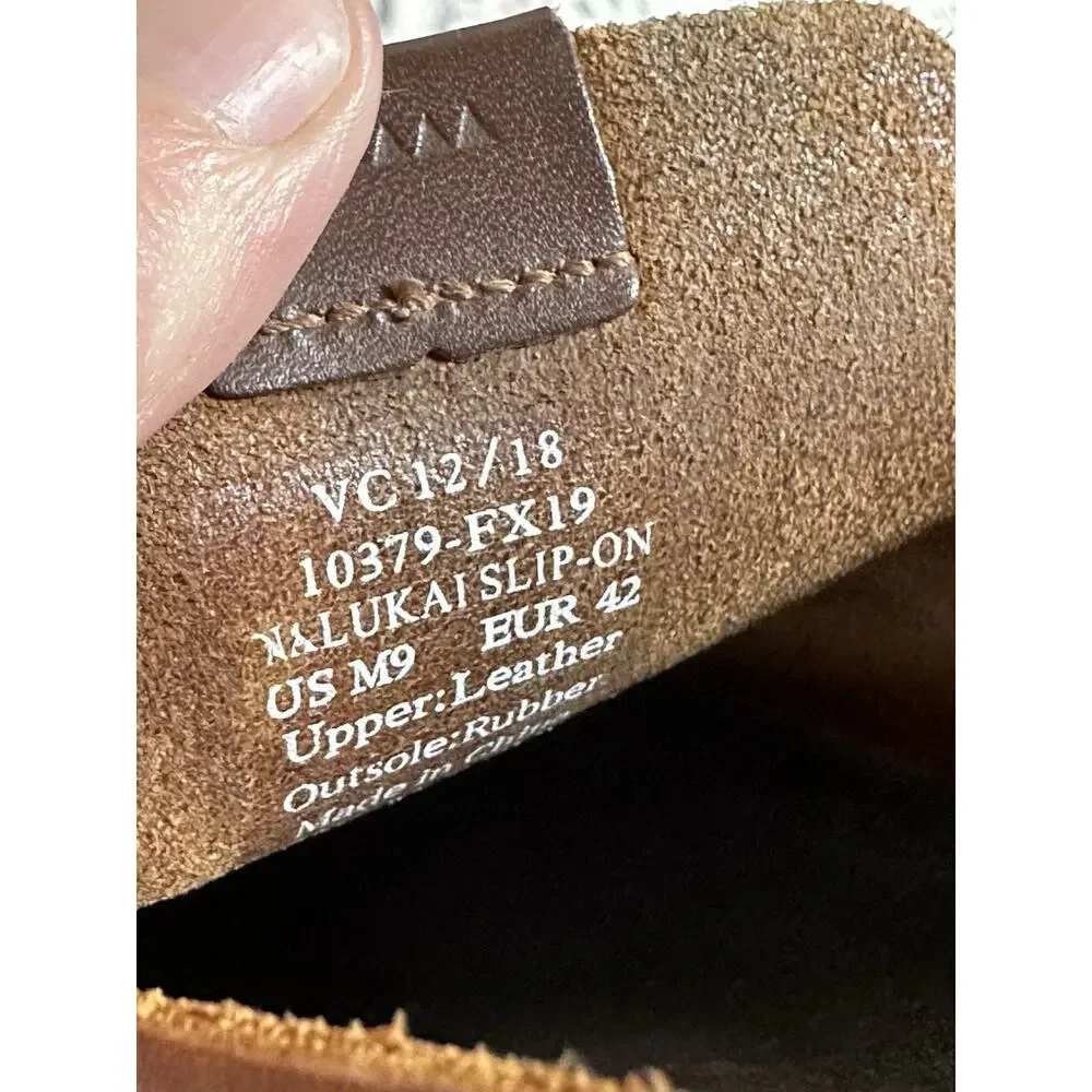 Olukai Nalukai Brown Leather Slip On Drop in Heel Loafer Shoes Men's Size US 9